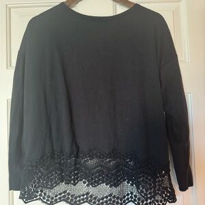 Joie Black Lace Hem Longsleeve Shirt